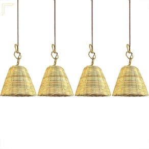 Kit 4 Pendente Fibra Natural Rustico Artesanal Em Palha