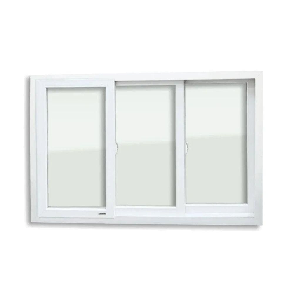 Janela de PVC 120x200cm 3 Folhas com Vidro Liso ITEC Brimak Branco