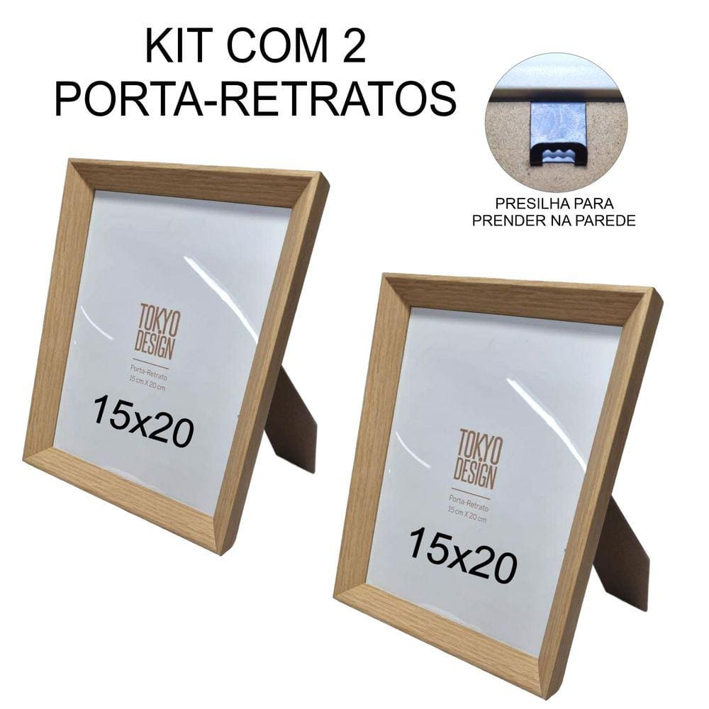 Kit 2 Porta Retrato 15x20cm Madeira Moldura de Parede Foto