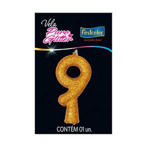 Vela de Aniversário Puro Glitter Dourada