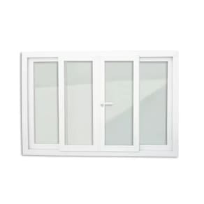 Janela de PVC 100x200cm 4 Folhas com Vidro Liso e Cremona ITEC Brimak Branco