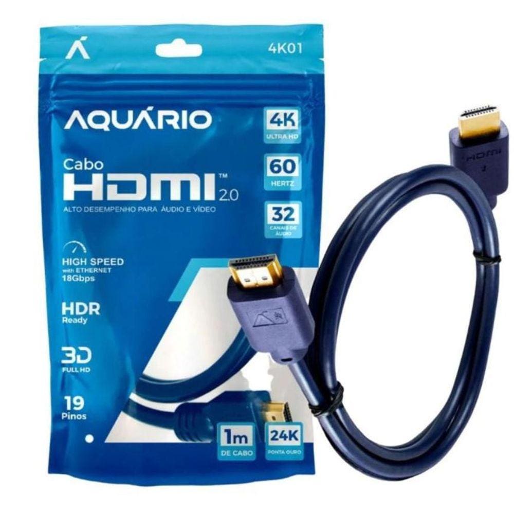 4K01 Cabo Hdmi 2.0 4K 3D 19Pinos 1Metro