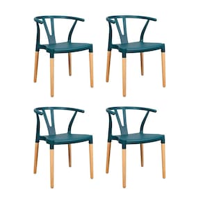 Conjunto 4 Cadeiras Polipropileno Wishbone Yescasa Verde Escuro