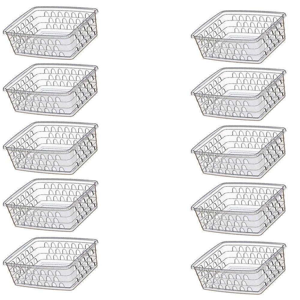 Kit 10 Caixas Cesto Organizador Decorativo Multiuso Transp 1118 Uninjet