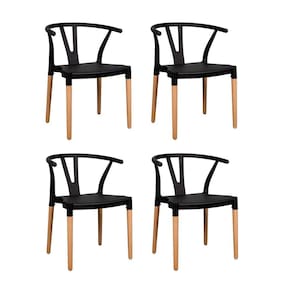 Conjunto 4 Cadeiras Polipropileno Wishbone Yescasa Preto