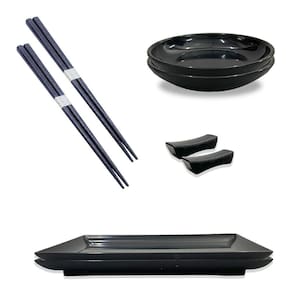 Kit Oriental P/2 Pessoas Molheira Hashi Prato Descanso Hashi