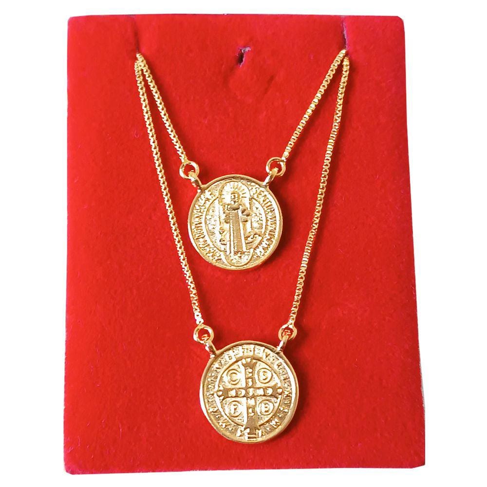 Escapulário 70Cm São Bento Folheado A Ouro Ronnelly