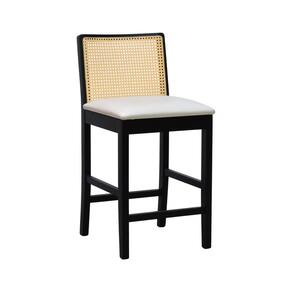Banqueta Média Pérola Madeira Maciça com Telinha c/ 62cm Altura - Preto