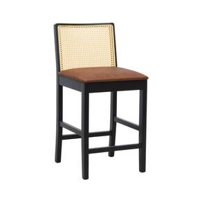 Banqueta Média Pérola Madeira Maciça com Telinha c/ 62cm Altura - Preto