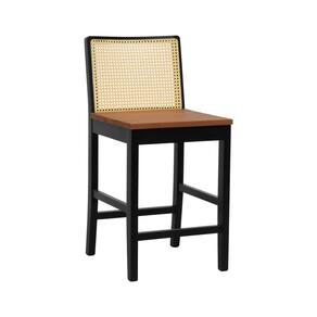 Banqueta Média Pérola Madeira Maciça com Telinha c/ 62cm Altura - Preto