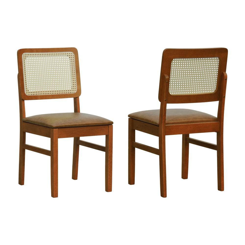 Kit 2 Cadeiras Madeira Maciça Lyon Encosto Telinha Natural - Amêndoa