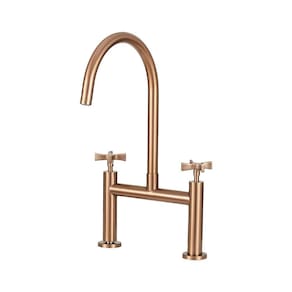 Torneira Para Cozinha Gourmet Inox Misturador Duplo Comando Içana Pingoo.casa - Dourado Rose