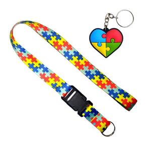 Kit Cordão De Identificação Autismo Autista + Chaveiro