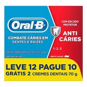 Creme Dental Oral B 123 Anti Caries 70g Oferta Leve 12 Pague 10 - Embalagem com 12 Unidades