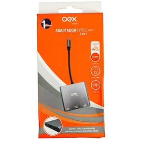 Adaptador Tipo C para HDMI USB-C 3 em 1 OEX AD401