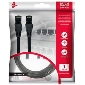 Cabo de Rede CAT7 PATCH CORD FTP 600 MHZ / 10 GBPS 1M Preto