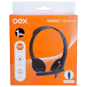 Headset com Microfone TALK Preto e Laranja OEX HS108