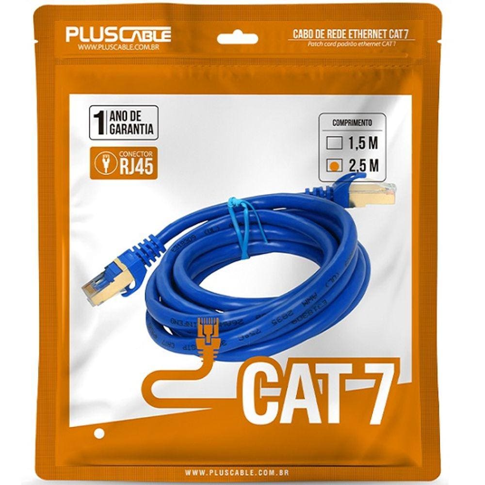 Cabo de Rede CAT.7 2.5M CAT725BL Azul PATCH CORD PLUS Cable