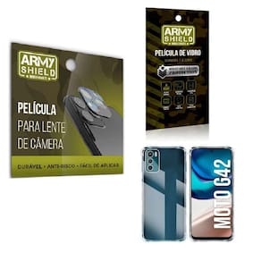 Kit Película De Câmera E Tela Moto G42 E Capinha Anti Shock