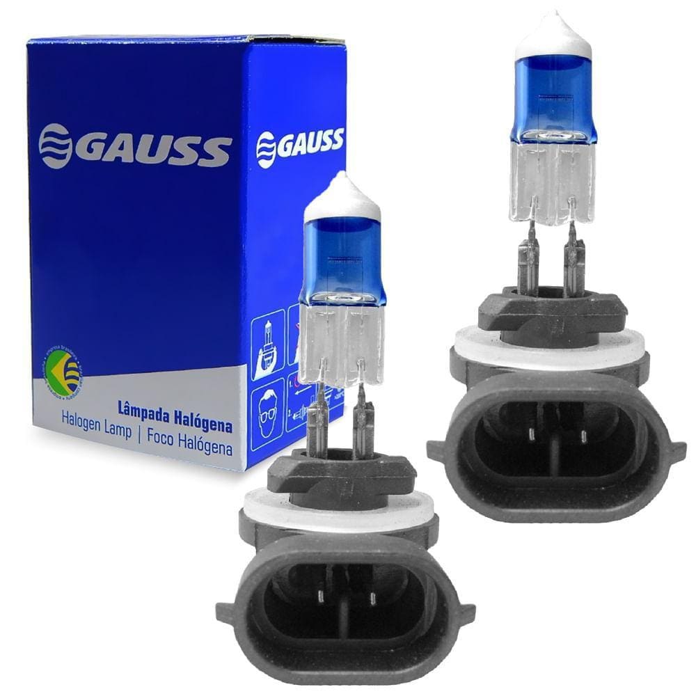 Par Lâmpadas Gauss Halógena Azul 27W 12V H27W/2 GJ13 Farol