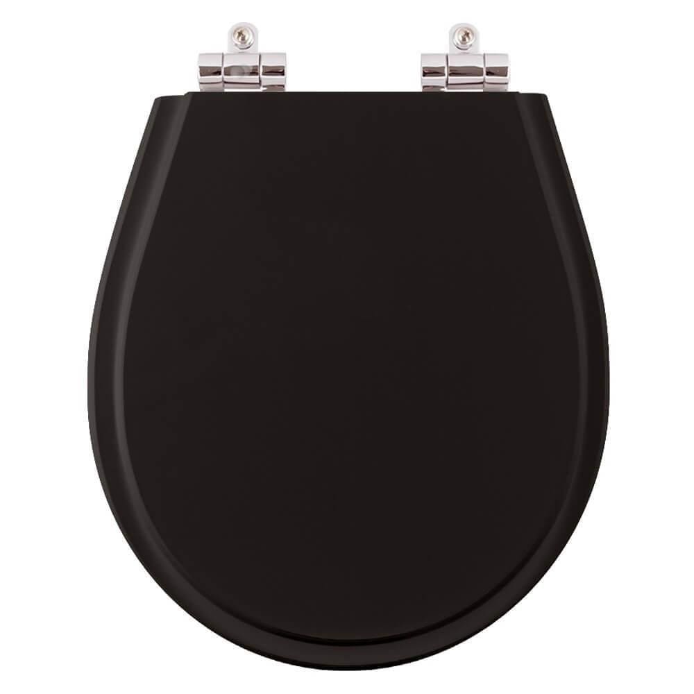 Assento Sanitário Fechamento Lento Aries Preto Vaso Eternit