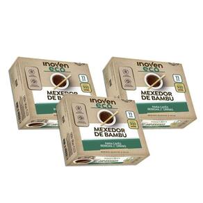 Mexedor Bambu Inoven Cafe Bebidas 11 Cm 500 Unidades Kit 3