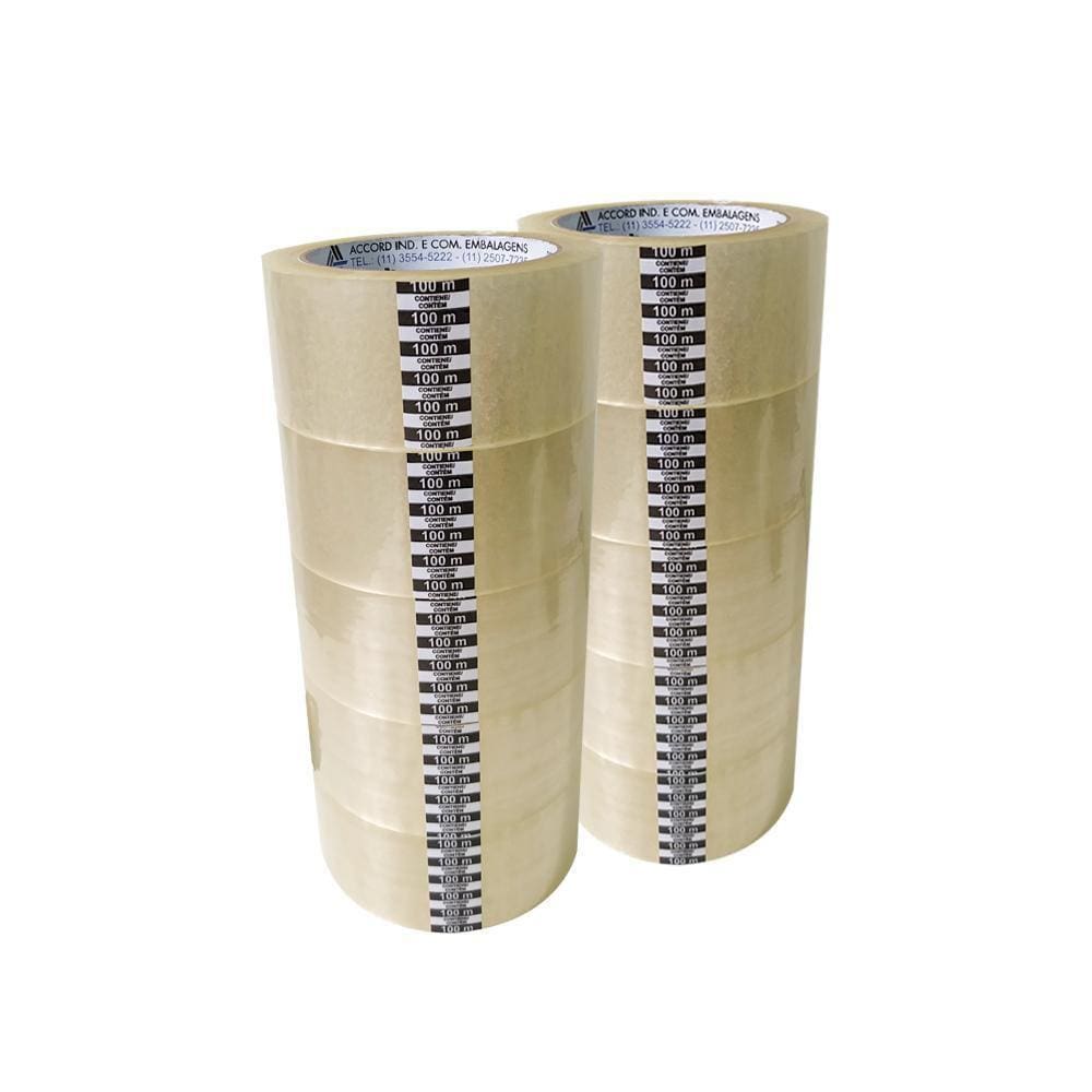 Fita Adesiva Transparente 45Mm X 100Metros - 10 Rolos
