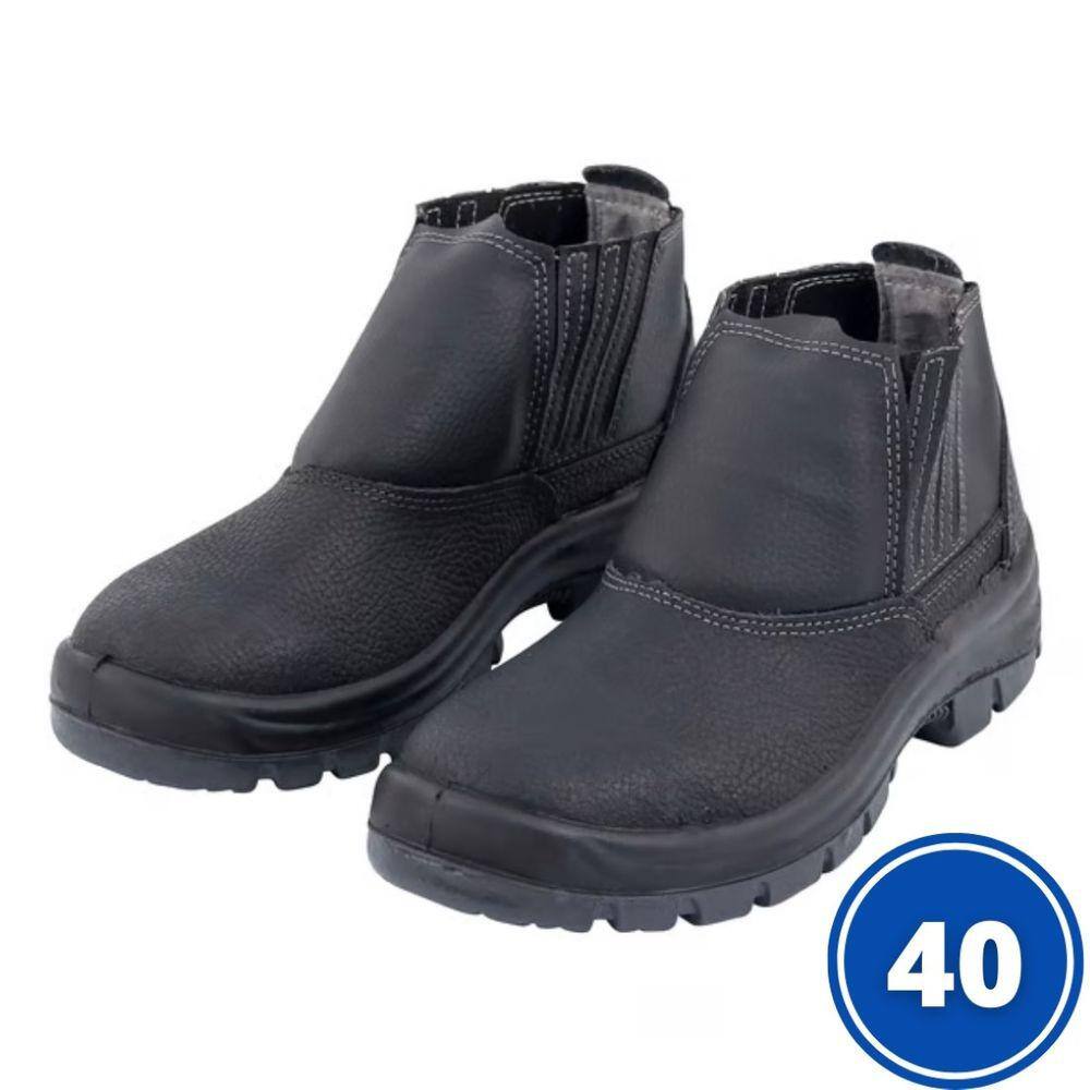 Botina de Segurança Preta Nº40 com Bico Plástico Marluvas