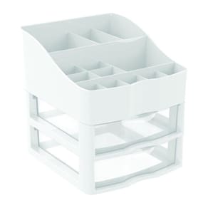 Kit Organizador De Cosmeticos E Maquiagem 2 Gavetas Branco