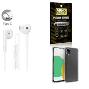 Kit Fone De Ouvido + Capinha Samsung A03 Core + Película 3D