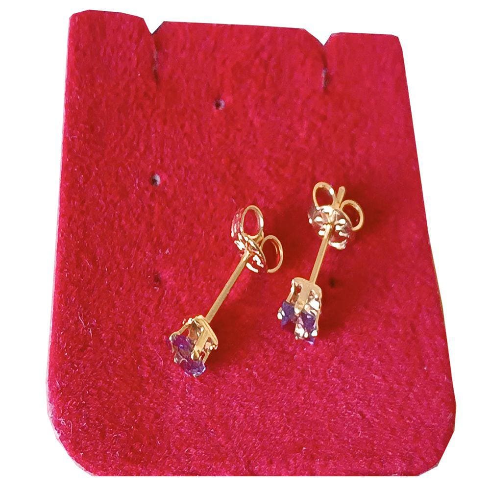 Par De Brincos Zircônia Lilás Ronnelly Folheado a Ouro Joia