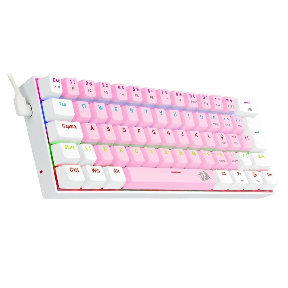Teclado Mecânico Redragon Lakshmi Rosa E Branco Rgb Brown