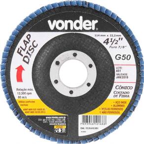 Flap Disc 4.1/2" G50 Costado Fibra Cônico P/ Aço Carb E Inox