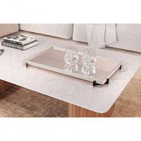 Bandeja Decorativa Gala Preto Com Espelho Cor:off White