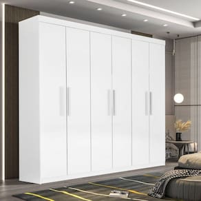 Guarda Roupa Casal 6 Portas 4 Gavetas Ipanema D Doro Moveis Branco
