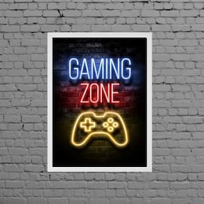 Quadro Gamer Gaming Zone 33X24Cm