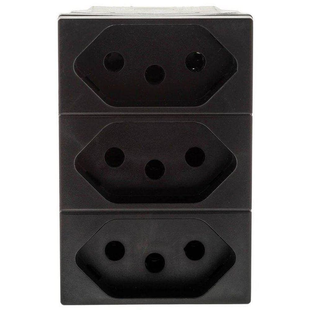 Módulo Tomada Tripla Monobloco Preta Pial Plus+ 615043Pt