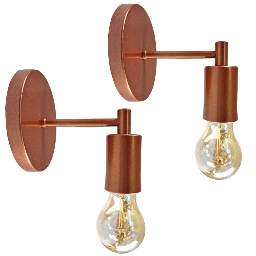 Kit 2 Luminárias Parede Arandela Alumínio Quarto Cama Cobre