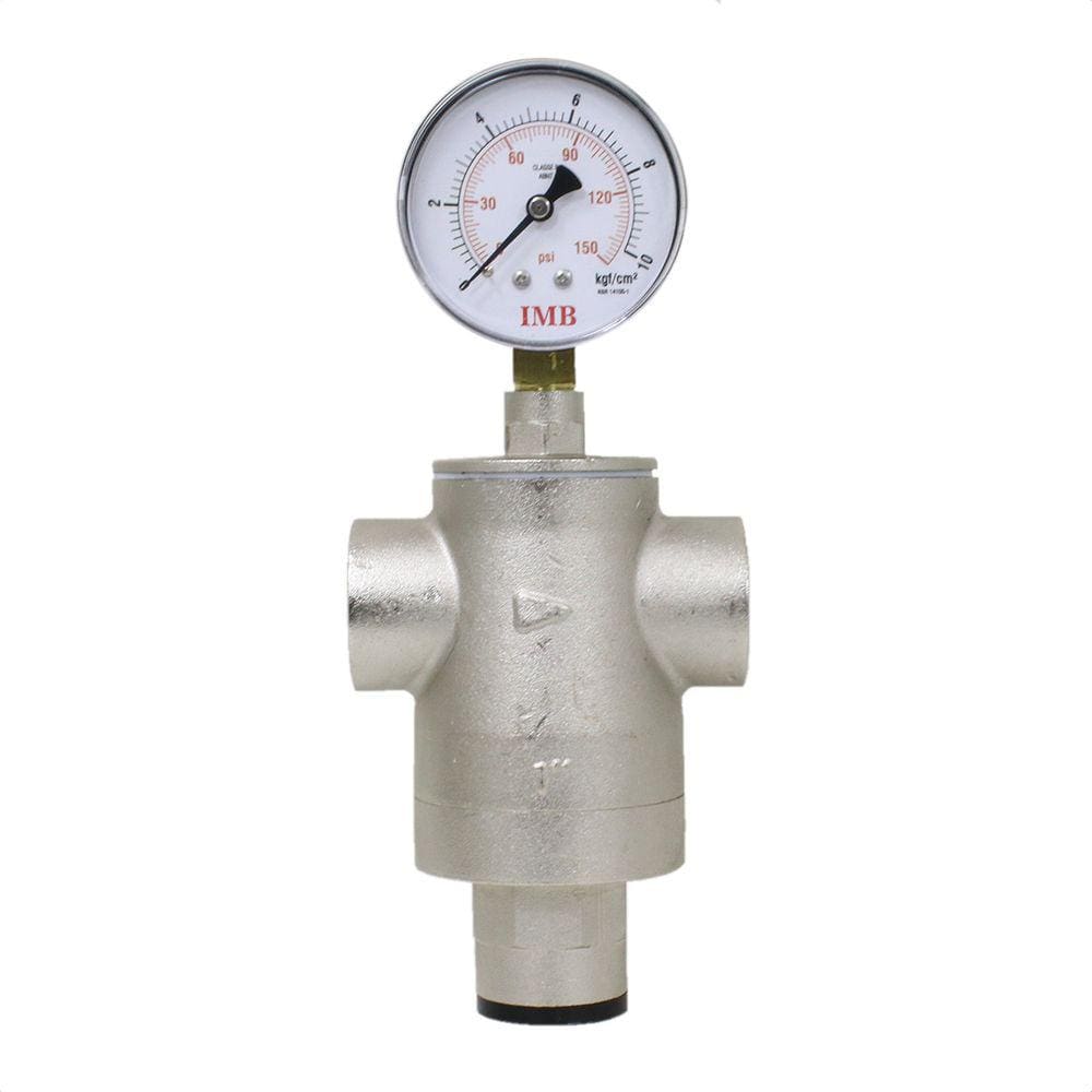 Válvula Redutora Pressão 1/2 Latão Ivm E Manômetro 150 Psi