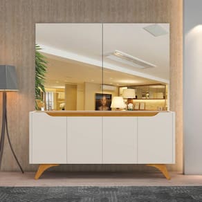 Buffet Aparador 4 Portas 180cm Grécia Mavaular Off White/Marromlle