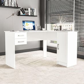 Mesa Barcelona 2 Gavetas 1 Porta PoliComplementos Branco