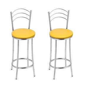 Kit 2 Banquetas Bc26-c A105 Cromada/Amarela