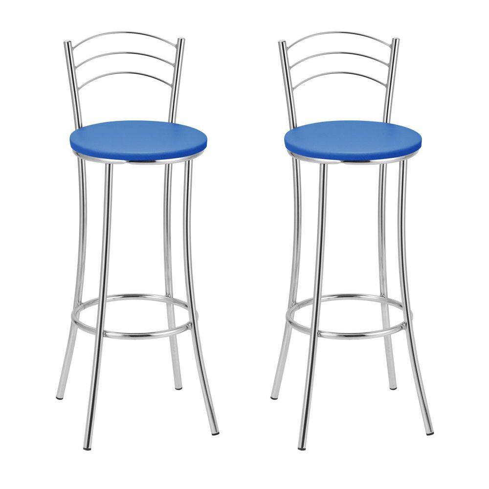 Kit 2 Banquetas Bc26-a A103 Cromada/Azul