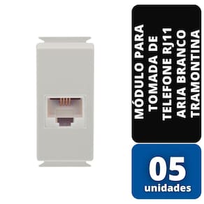 KIT C/05 Módulo P/Tomada Telefone RJ11 Aria Bc Tramontina