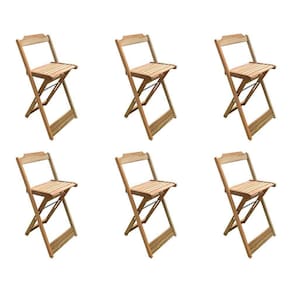 Kit 6 Banquetas Bistrô Dobravél Para Restaurante - Sem Pintura / Crua