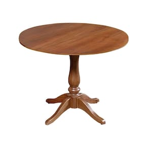 Mesa Redonda De Jantar 80Cm S/ Borda Rústica Em Madalena- Castanho - Marrom