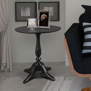 Mesa Lateral Rústica Pé Torneado S/Borda - Preta - Preto