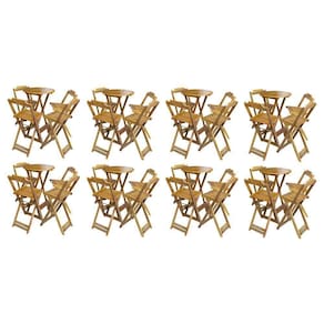 Kit 8 Jogos De Mesa Bistrô De Madeira Com 4 Cadeiras Dobravel Mel - Amarelo