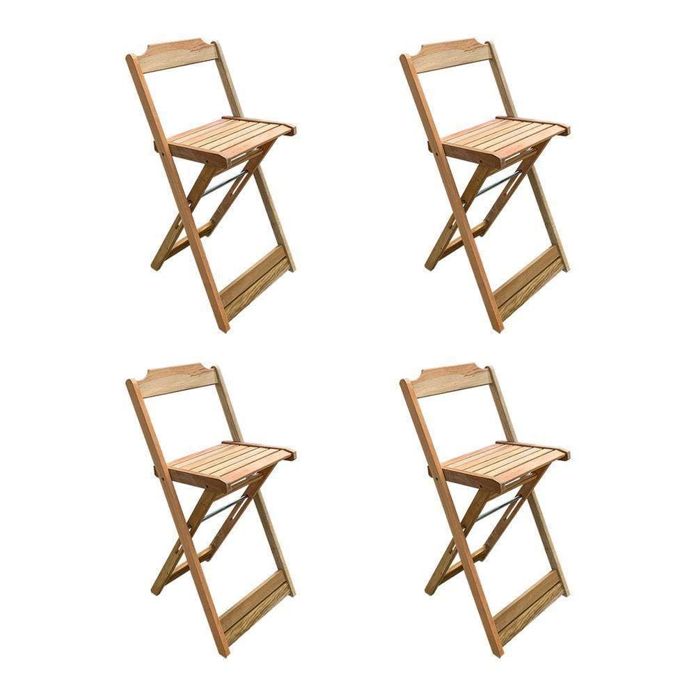 Kit 4 Banquetas Bistrô Dobravél Para Restaurante - Sem Pintura / Crua