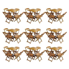 Kit 9 Jogos De Mesa Dobravel Com 4 Cadeiras De Madeira 70X70 Para Restaurante E Bar - Mel